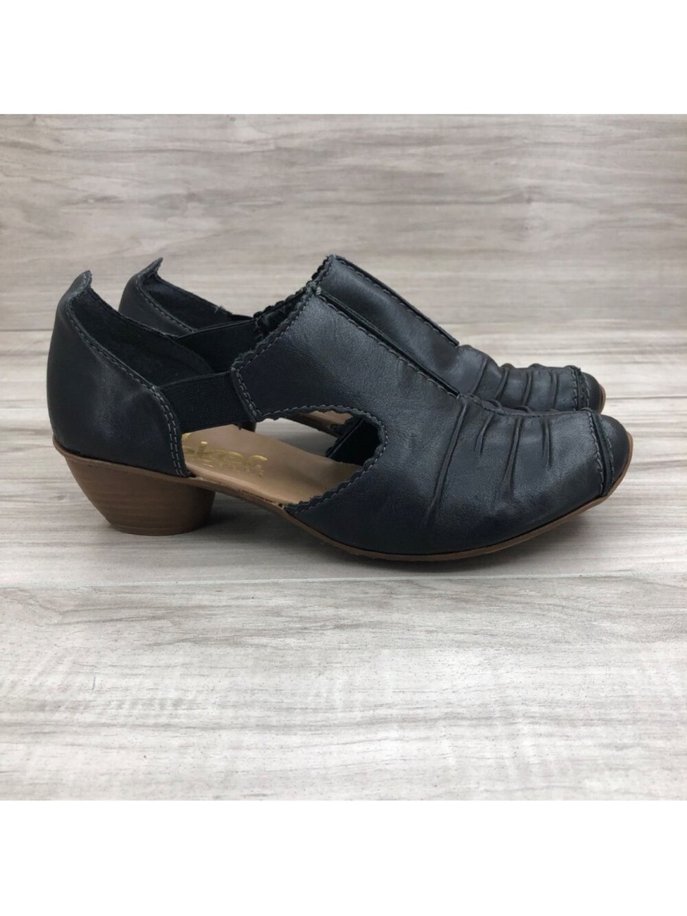 Rieker Shoes Womens EU 36 Black Rouched Slip On